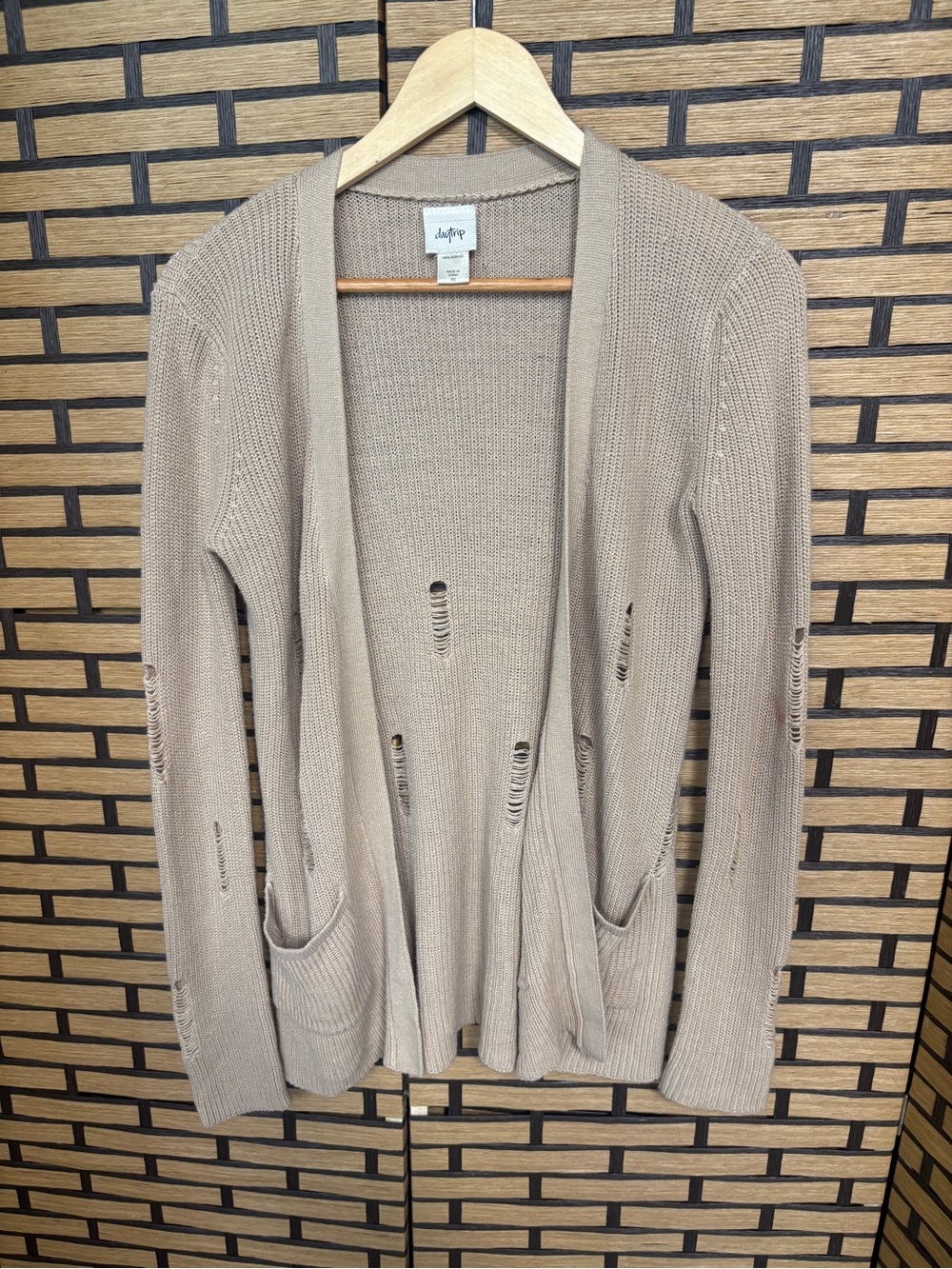 Daytrip Tan Distressed Cardigan Size XS